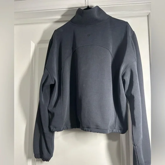 Lululemon Brushed Softstreme Ribbed Half Zip-Black-Size 10 - Picture 4 of 4